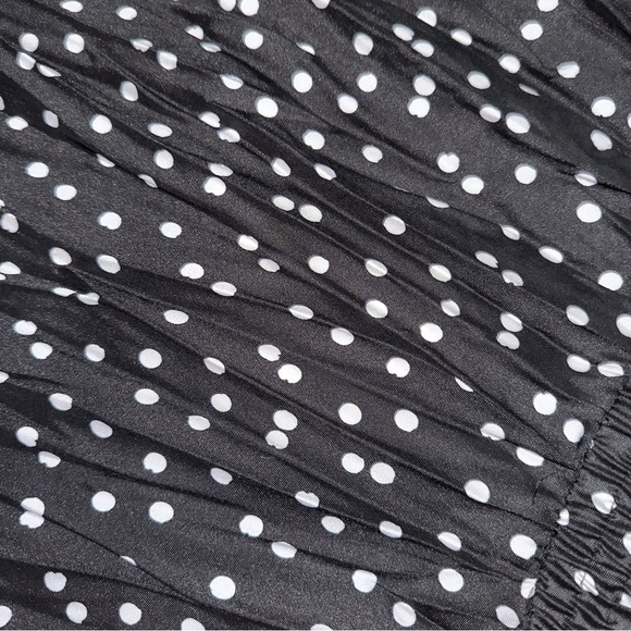 Black Polka Dot Pleated Midi Skirt XL - Picture 5 of 5